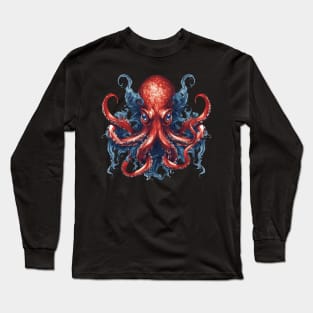 Red and Blue Octopus Long Sleeve T-Shirt